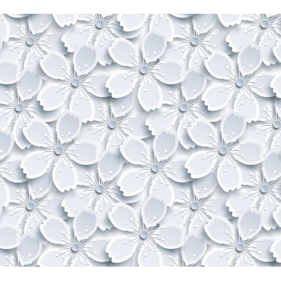 Folie Lenco deco White flowers 45cmx2m